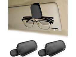 2 Clipes Porta óculos Couro Preto Magnéticos para Visor Carro ZYBLSSBB