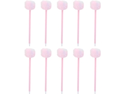 Conjunto De 10 Canetas Esferográficas Com Pompom Fofinho: Em Gel Ponta