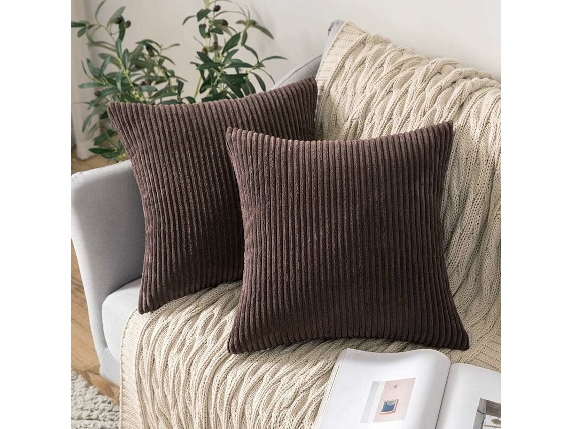 Conjunto De 2 Fronhas Decorativas De Veludo Cotelê Listrado Macio, Fronhas Quadradas, Capa De Travesseiro, Sofá De Penas, Cadeira De Quarto, Carro,