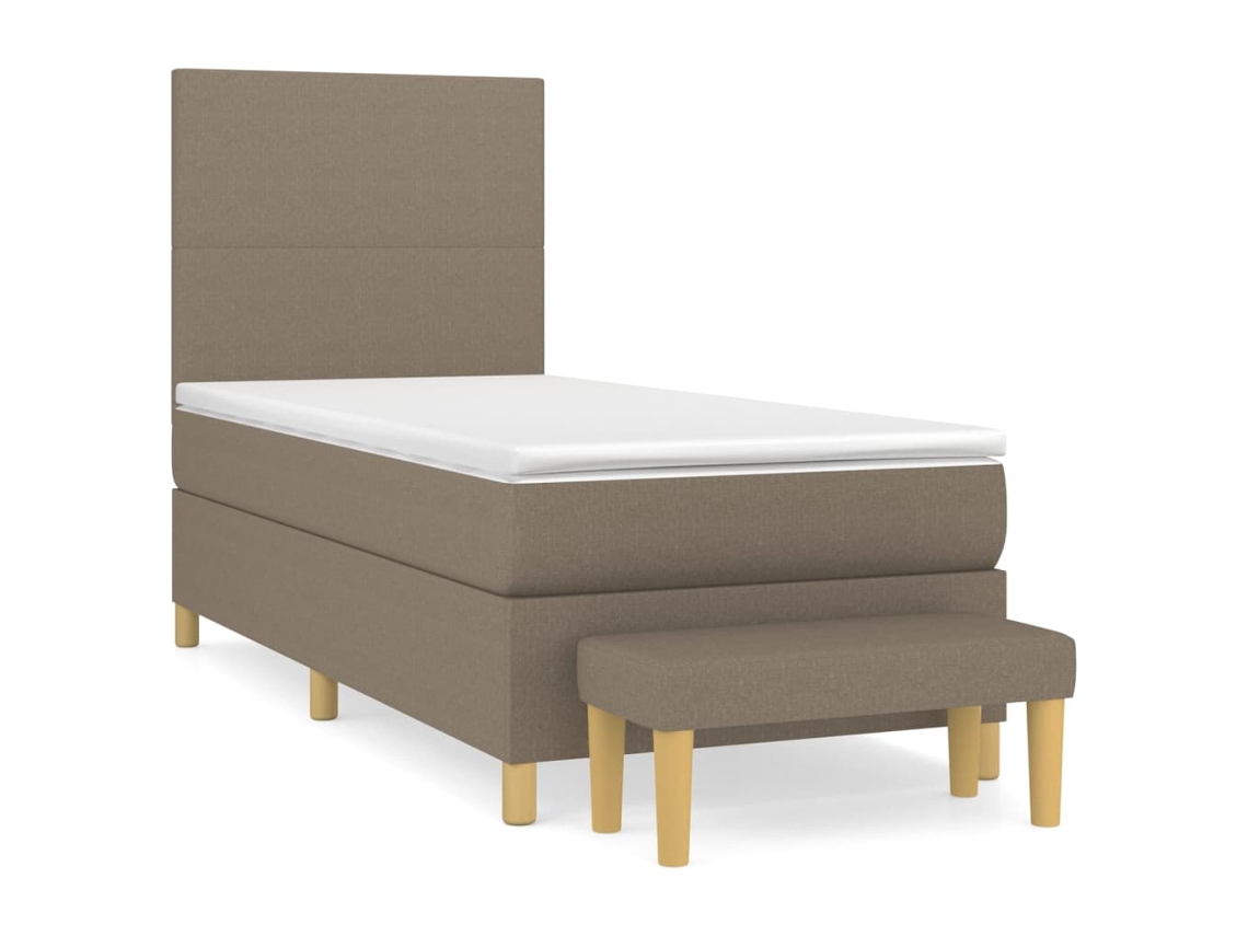 Cama com Molas e Colchão Tecido Castanho Acinzentado MAISON EXCLUSIVE (90x190 cm)