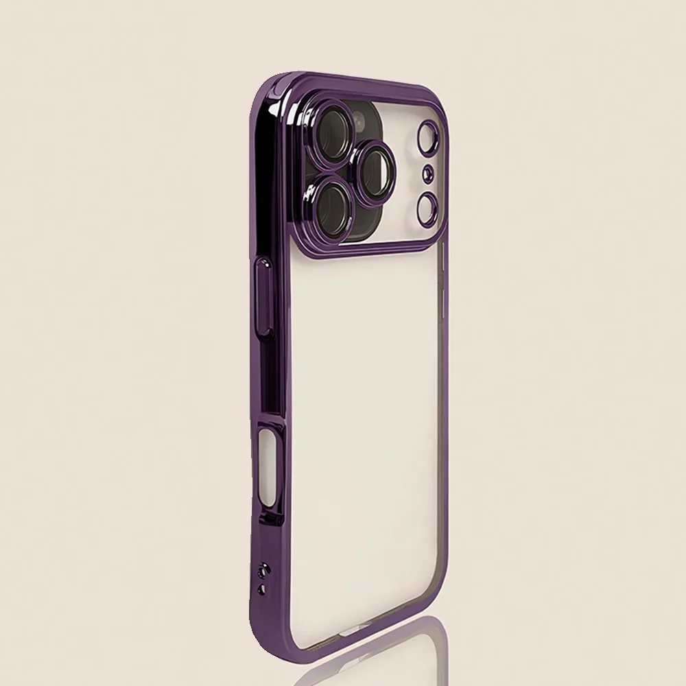 Capa Transparente Eletroplaqueada Para Iphone (iphone 16 Roxo) Com Proteção Para A Lente Da Câmera.