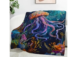 Manta de Algas Marinhas Água viva 180x200 Cm Flanela Multifuncional Macia e Aconchegante para Cama Cobertor Co