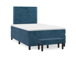 Vidaxl Cama Boxspring com Colchão 120x190 Cm Veludo Azul escuro