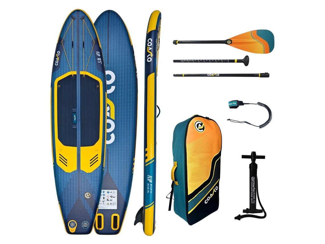 Coasto Flip 10'5 – Sup Insuflável - Remo Híbrido Em Carbono - 317x81x15 Cm - 125 Kg - Equipamento Completo - Leveza E Rigidez