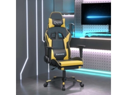 Vidaxl Cadeira Gaming Massagens C/ Apoio Pés Couro Artif. Ouro/preto