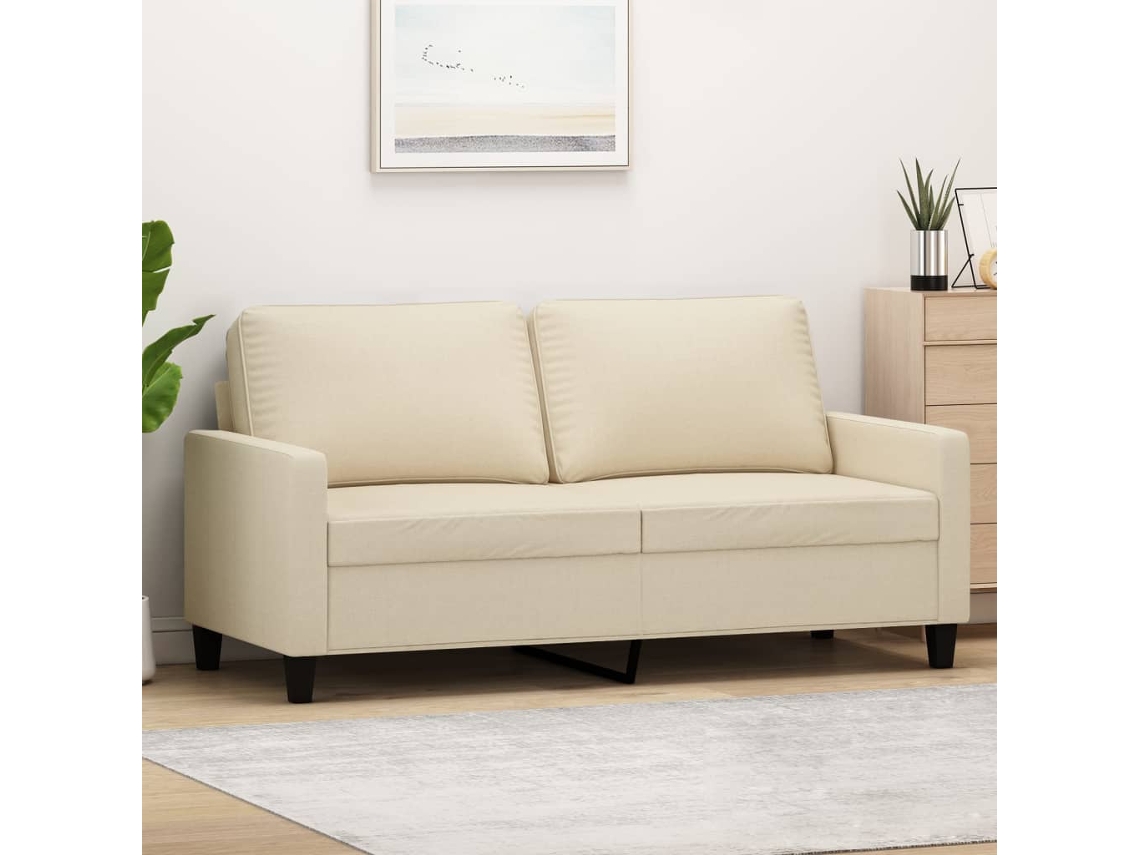 Sofá De 2 Lugares Tecido 140 Cm Cor Creme Lovely Home