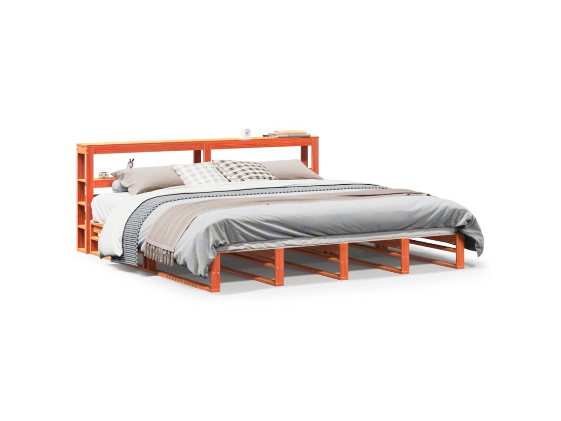 Cama Sem Colchão 200x200 Cm Pinho Maciço Castanho mel MAISON EXCLUSIVE