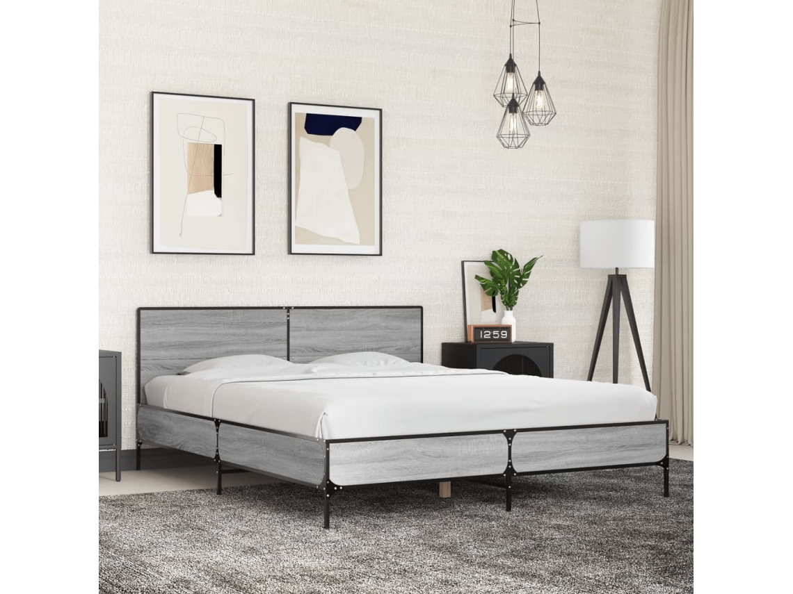 Vidaxl Estrutura De Cama 150x200 Cm Derivados Madeira/metal