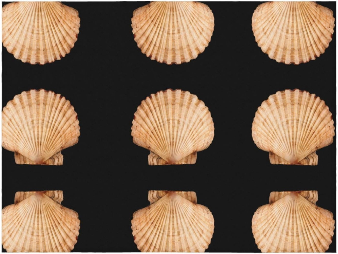 Colcha de Flanela com Estampa Conchas Recortadas Macia e Aconchegante para Sofá Quarto 127 X 101 Cm, Macio,