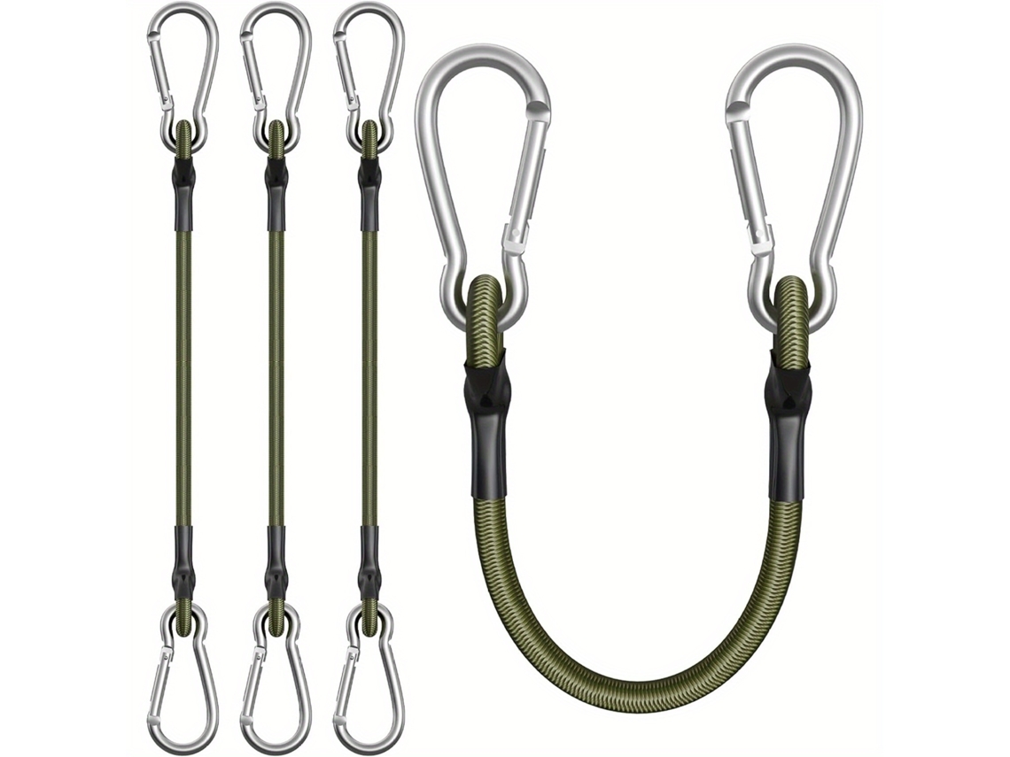 Conjunto De 4 Cordas Elásticas Com Mosquetões, 30 Cm De Elásticos Flexíveis Para Camping, Bagagem