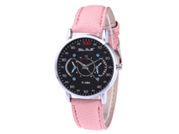 Reloj De Cuarzo Casual Unisex Con Correa De Cuero Pu Color Rosa