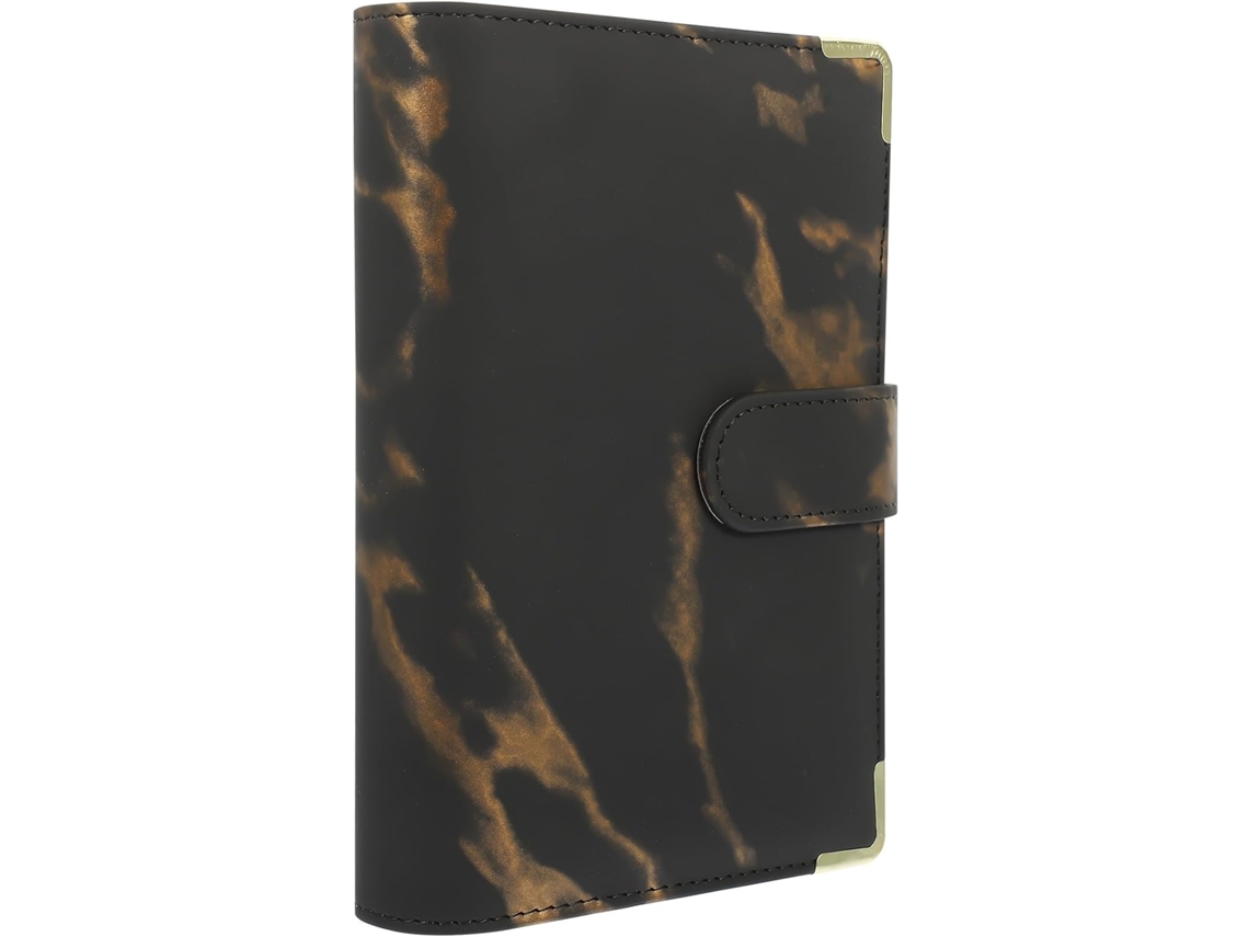 Pasta A6 Beauty com Camada em Couro PU Marrom Marmorizado, Armazenamento Protetor para Notebook, Organizador Portátil para