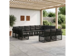 Vidaxl Conjunto De Sofás Para Exterior 13 Pcs Preto E Cinza Escuro
