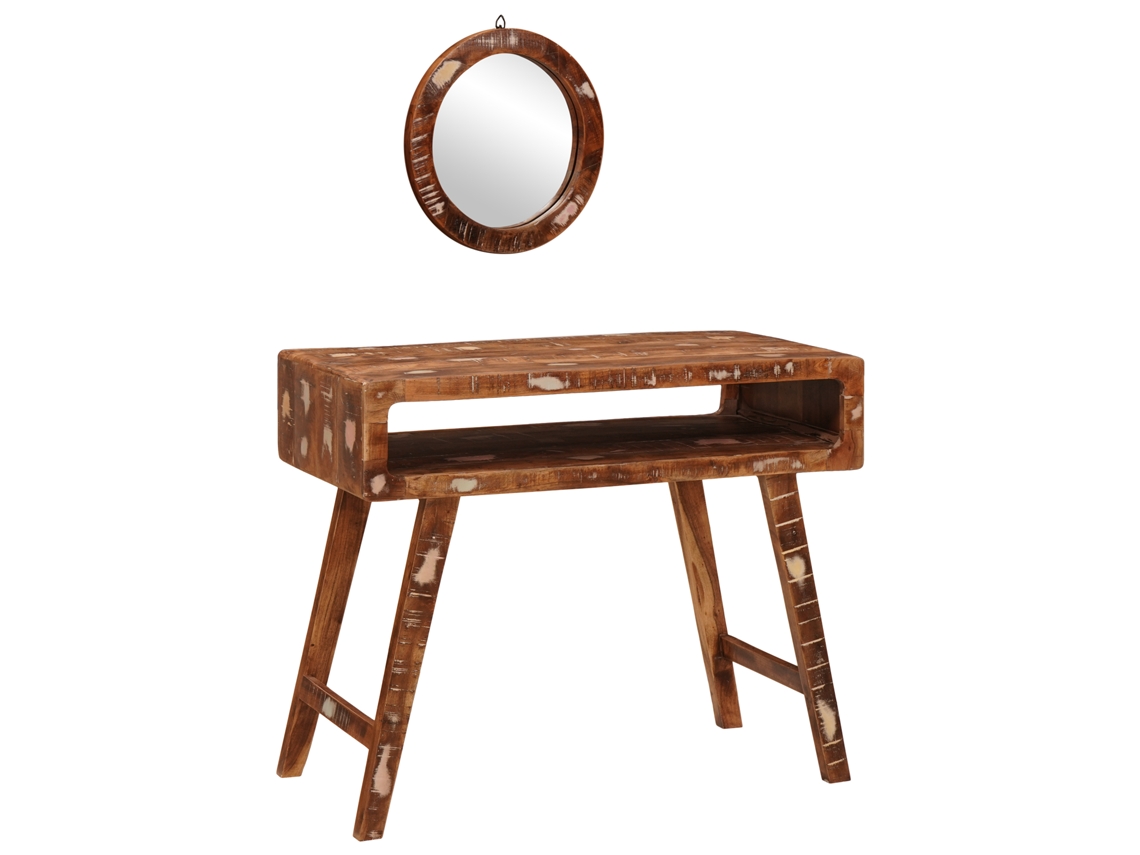 Conjunto 1 Mesa De Vestir Vidaxl Castanho Madeira Recuperada Maciça (90 X 76 X 45 Cm)