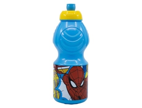 Botella Plástico Infantil Azul Spiderman Con Cierre Antigoteo 400ml P23stor