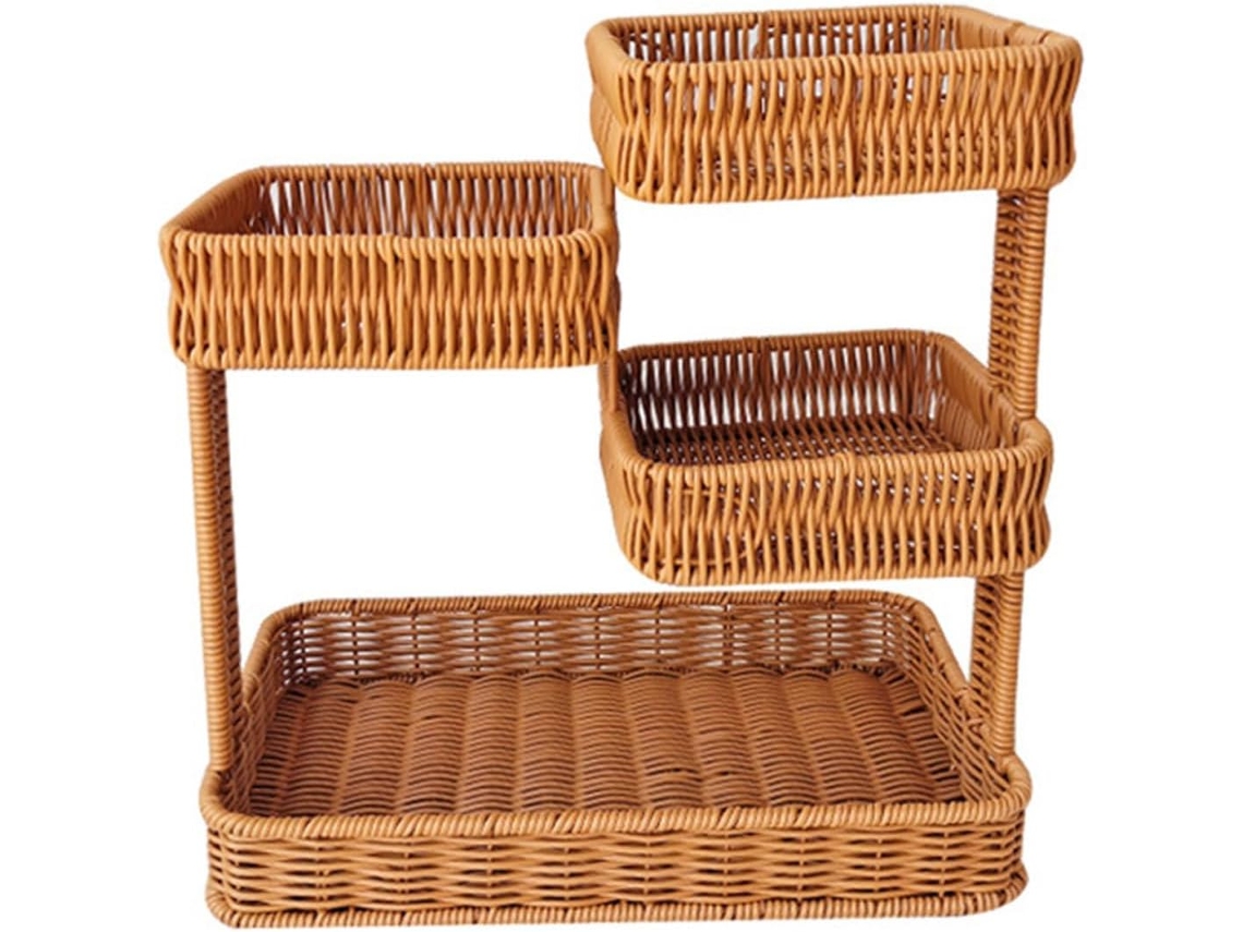 Cesto Retangular Para Guardar Lanches, Com Várias Camadas Imitando Rattan, Bandeja De Plástico Para Frutas,
