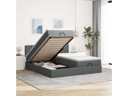 Vidaxl Estrutura De Cama Otomana Com Colchões Tecido Cinzento Escuro
