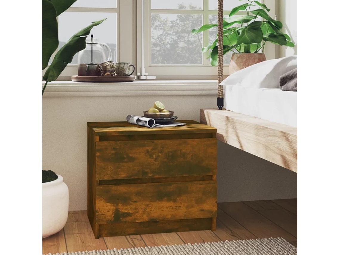 Vidaxl Mesa Cabeceira 50x39x43,5 Cm Derivados Madeira Carvalho Fumado
