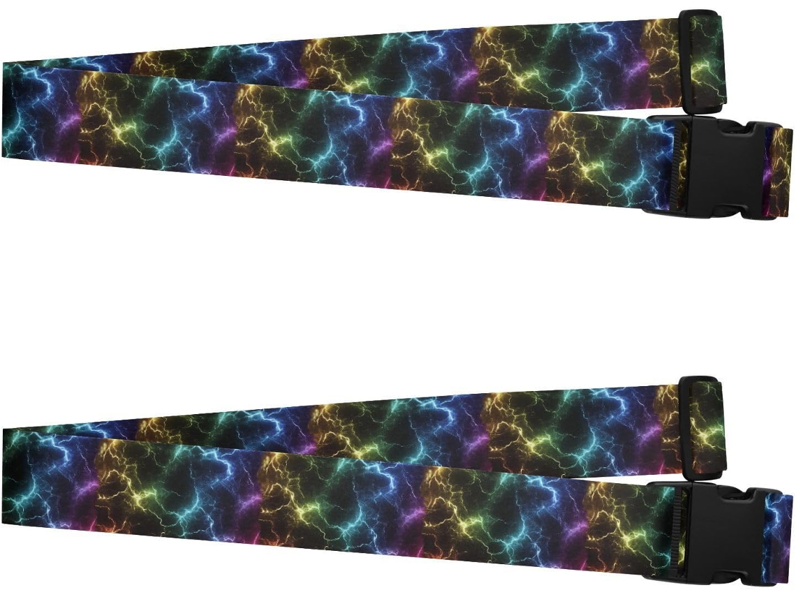 Conjunto De 2 Cintas Bagagem Pretas Coloridas Com Fivelas Ajustáveis Para Acessórios Viagem Criativos