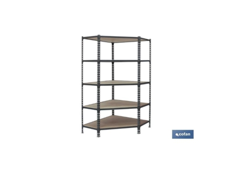Estantería Antracita Rinconera 5 Baldas De Madera 1800 X 900 X 400 Mm Cofan