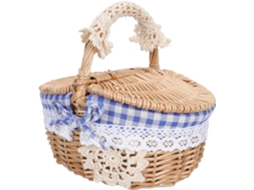 Cesto de Armazenamento Inoomp, Trançado, Decorativo para Casa, Azul, Feito de Material Sintético, com Tampa, para CHABERLU