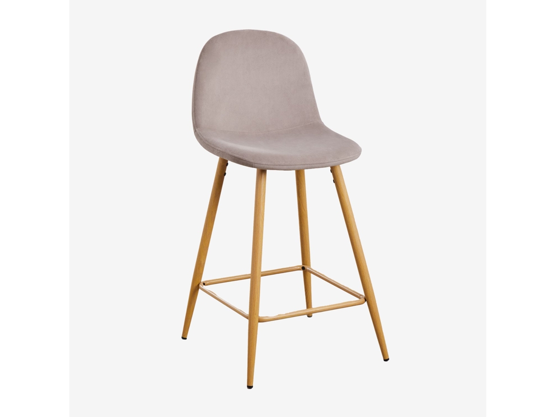 Sklum Pacote De 4 Bancos Altos Em Veludo Glamm Poliéster     Madeira Natural     ↑65 Cm            Toupeira