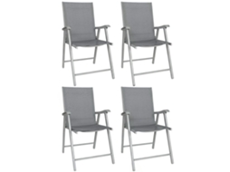 Conjunto de 4 Cadeiras de Campismo Dobráveis Cadeiras de Jardim com Tecido Textilene Respirável Claro 58x62x97 Cm Cinza