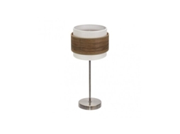 Myriam Candeeiro De Mesa 1x14 Couro/madeira Escura47x18x18 Cm Fabrilamp