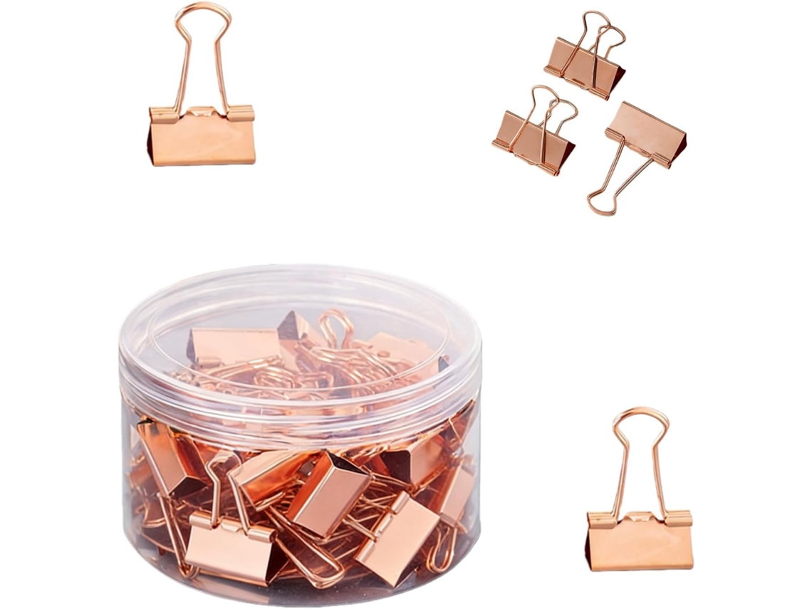 Conjunto de 48 clipes de papel médios Gzbaby, clipes duplos para mesa, escola, loja e casa, dourado rosa, 25 mm
