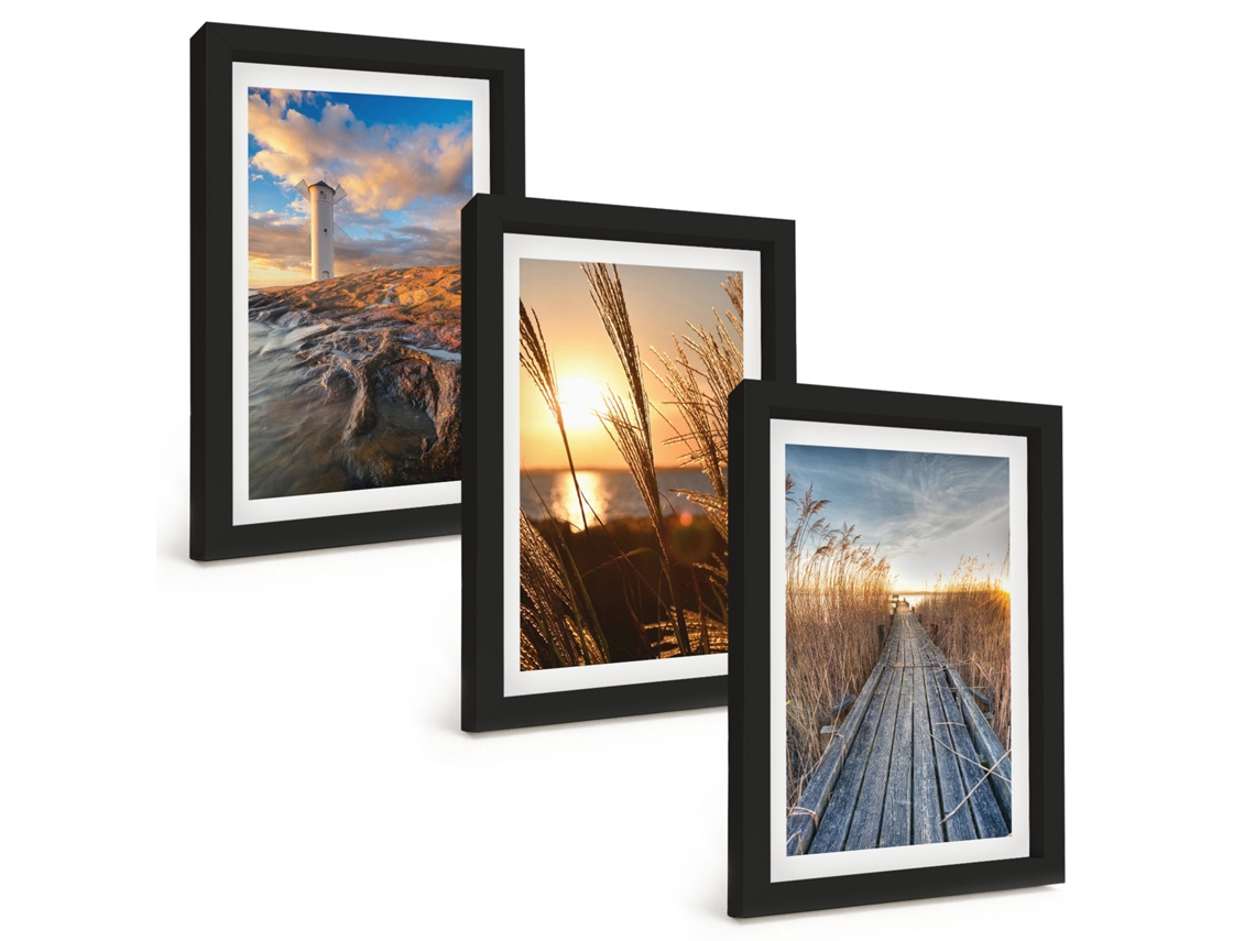 Composição De Quadros Farol, Grama, Píer Espelharte (3 Peças 20x30 Cm)