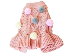 Sudadera de punto Linjou, invierno, para perros pequeños y medianos, Navidad, rosa