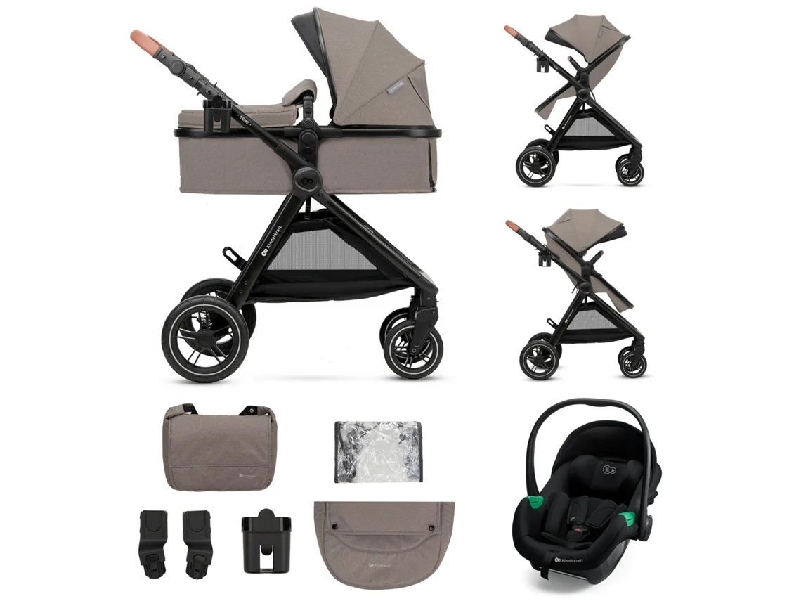 Carrinho De Bebé Multifuncional 3 Em 1 Kinderkraft Esme Pro (bege)
