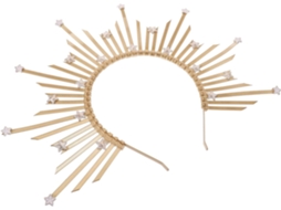 Coroa Dourada De Deusa Com Cabeça De Sol, Acessório Gótico Para Fantasia De Halloween Feminina, Ideal Para Festas E Cosplay.