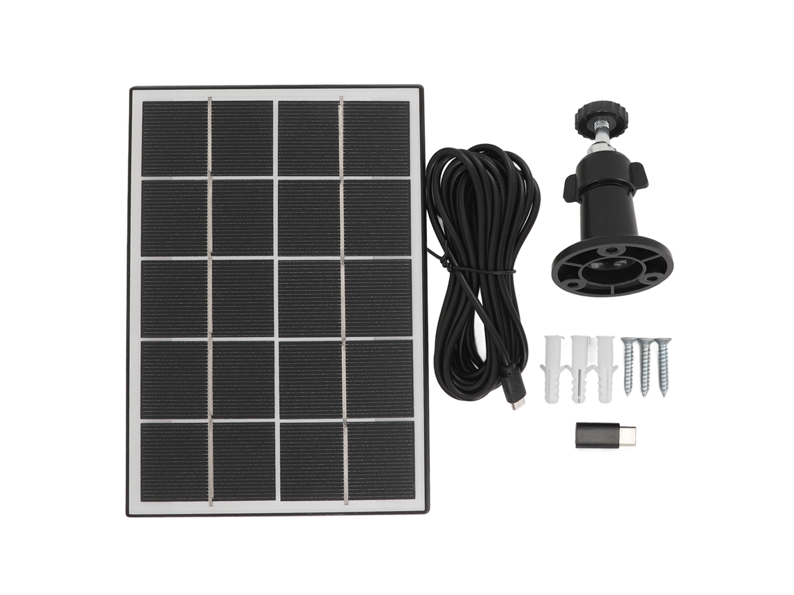 Camera Solar Charging Panel With Bracket 3w 5v Monocrystalline Silicon Type C Security Camera Solar Panel For Android Devices Black LAXISCREED