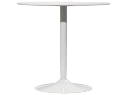 Mesa De Jantar Redonda 2 Pessoas Com Base De Aço, Ø80x75cm, Estilo Moderno Na Cor Branca
