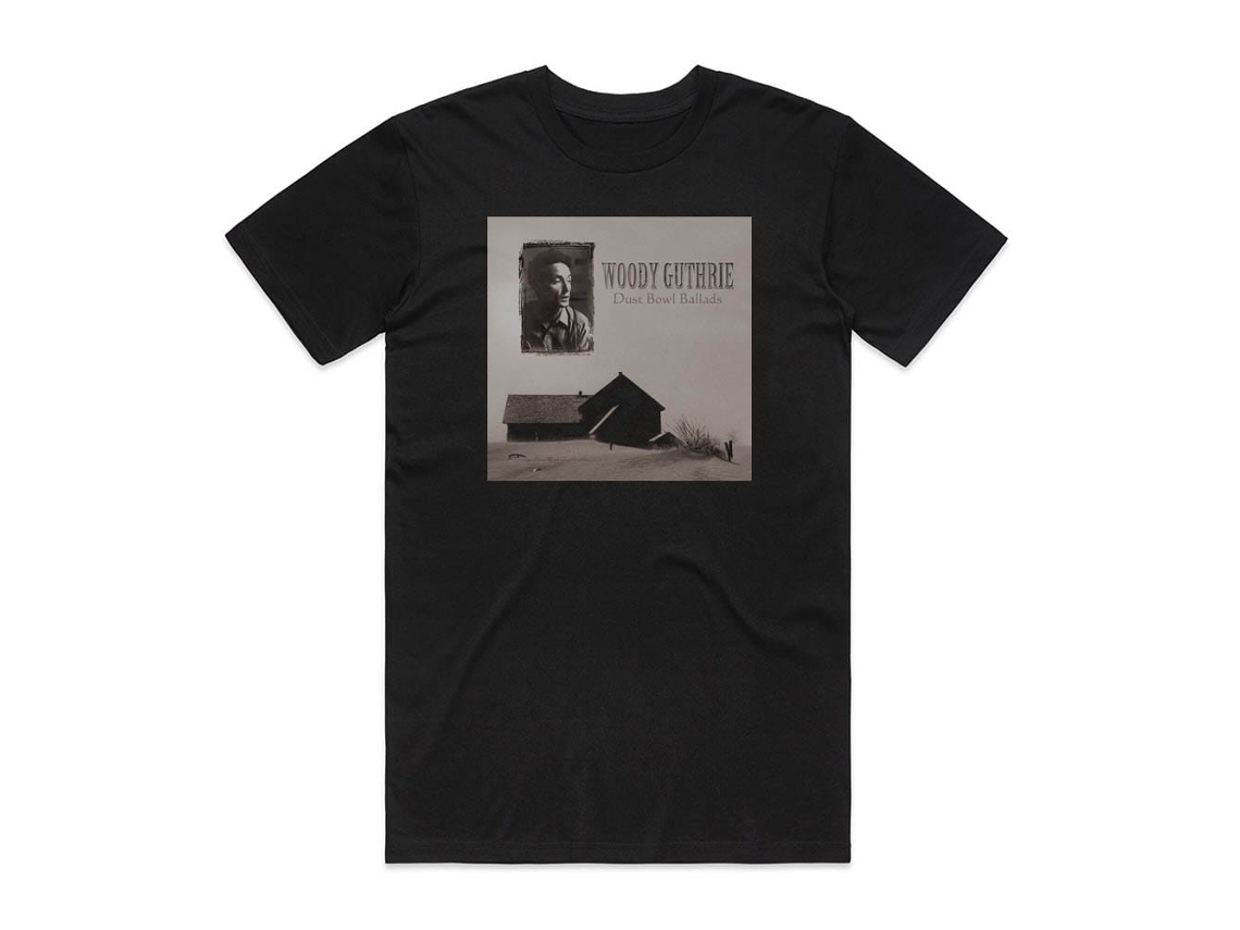 Woody Guthrie Dusty Bowl Ballads Album Cover T-shirt Black Rockinstone Size-xxxl
