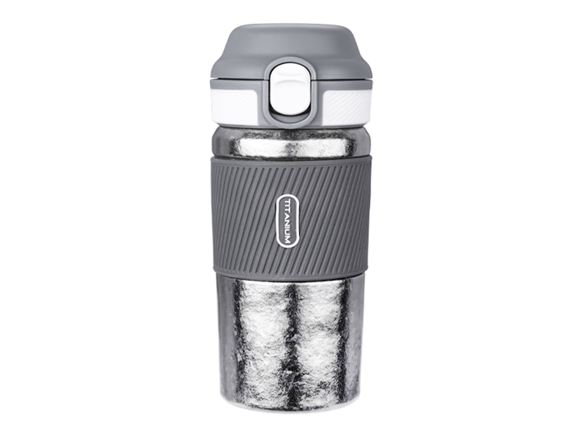 Garrafa Térmica De Titânio Para Esportes 380ml Com Alça De Silicone Bicicleta Caminhada Viagem