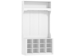 Guarda-roupa Com Prateleira, Banco, Ganchos, Compartimentos Para Sapatos, Aglomerado, Mdf, Branco