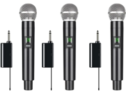 Conjunto de 3 Microfones Sem Fio Uhf Profissionais para Gravação Portátil de Karaokê, 1 Canal. SFUSHOS