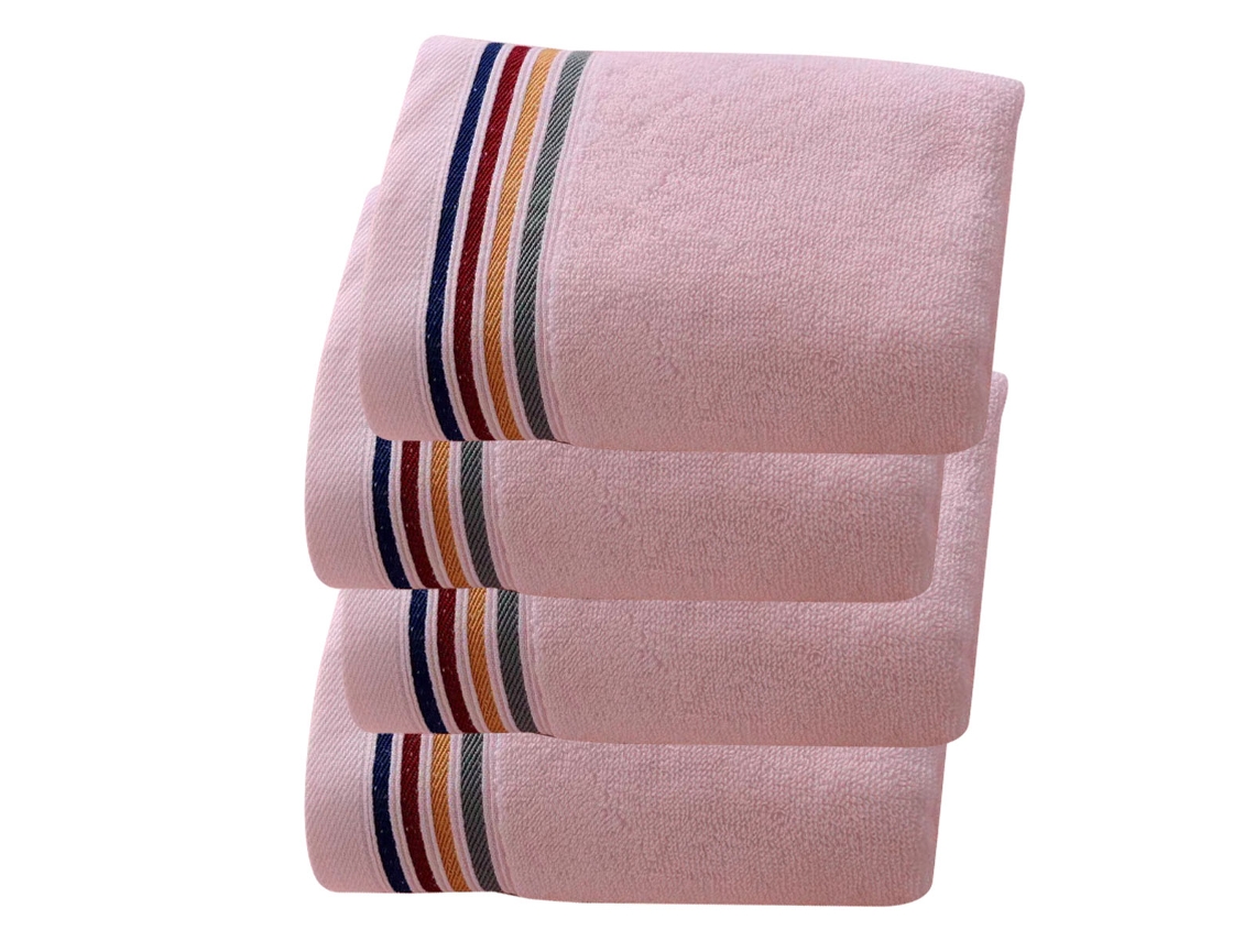Conjunto de Toalhas de Mãos NEVEANCE Tiras Qualidade Absorvente Algodão Rosa - 4pcs (35x75cm)