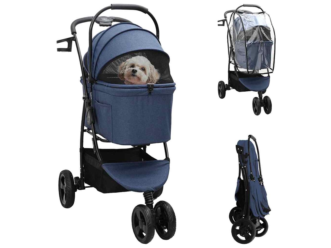 Vidaxl Carrinho De Pet Dobrável Azul 78 X 54 X 101 Cm Poliéster