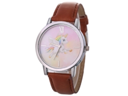 Relógio feminino de luxo, mostrador redondo, pulseira de couro, quartzo, marrom.