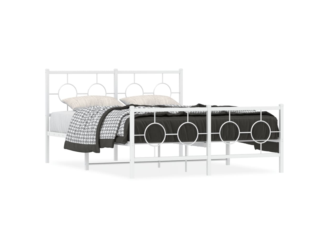 Bed Frame, Bed Frames Vidaxl Branco Aço (140 X 190 Cm)