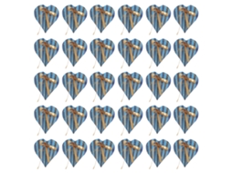 30 Caixas Bombons Coração Festas Azul Fita Dourada