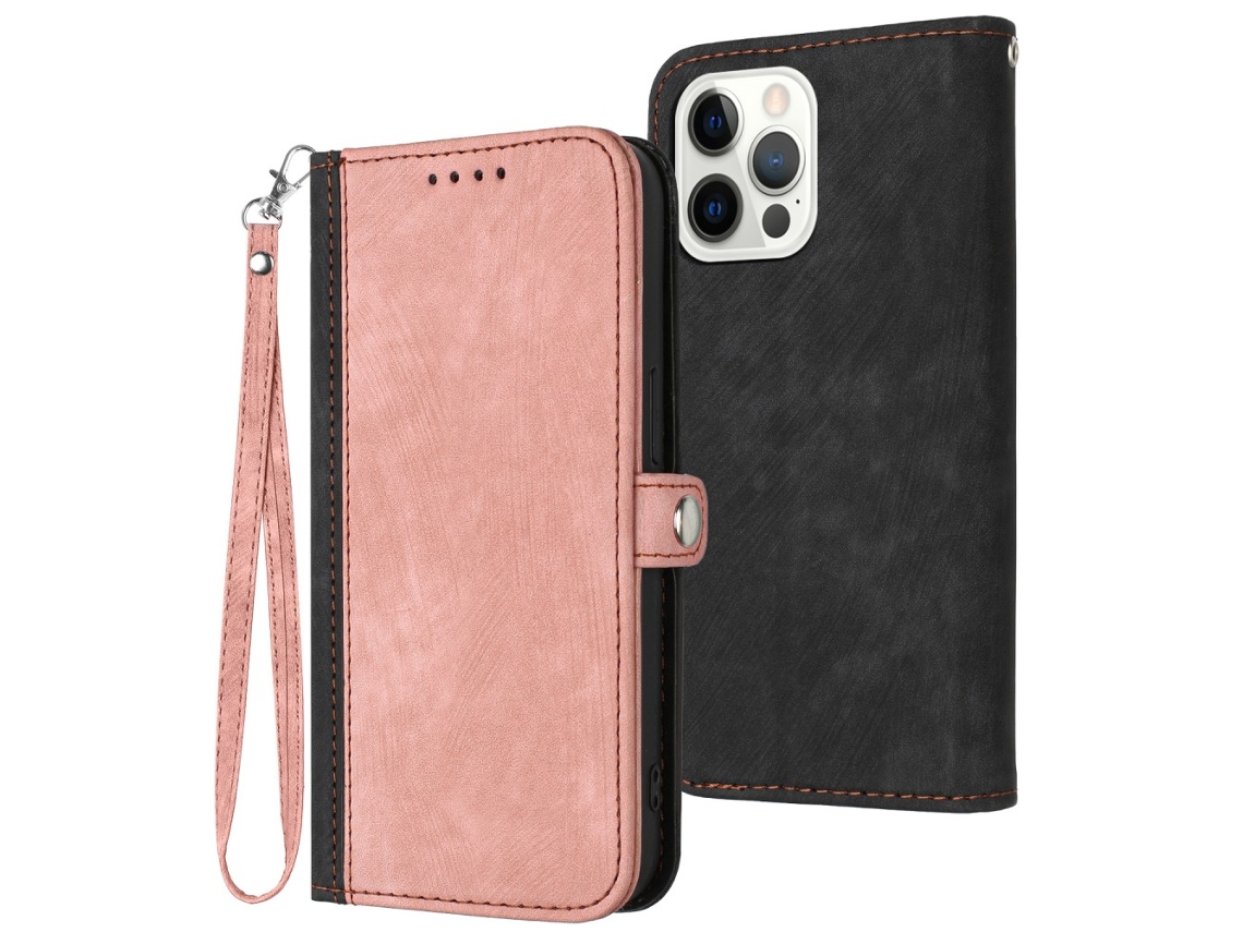 Capa Pega Para Iphone 15 Pro Pele Sintética Magnética Rosa