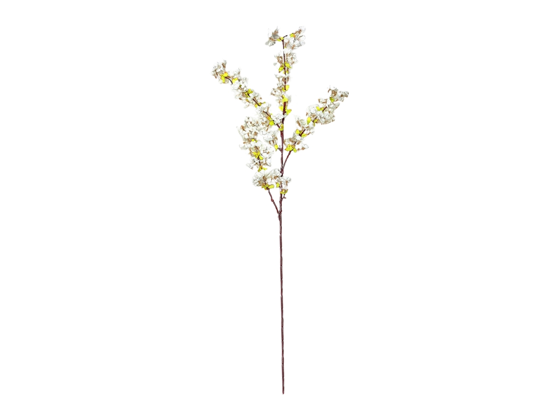 Ramos de Cerejeira Artificial em Branco com Flor de Seda, Fio de Ferro 100cm LAXISCREED
