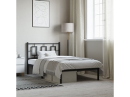 Vidaxl Estrutura De Cama Com Cabeceira 100x190 Cm Metal Preto