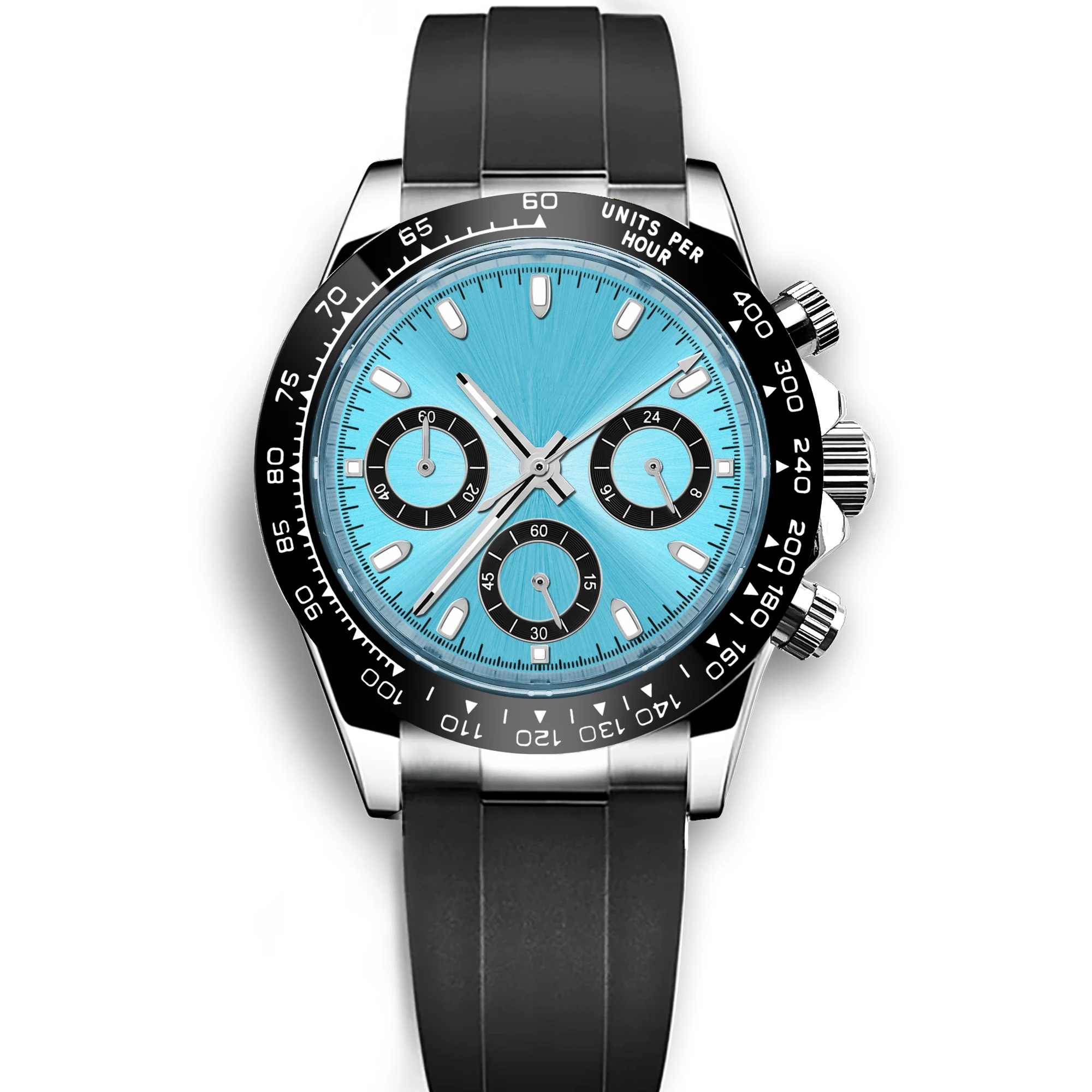 Relógio Masculino De Quartzo Azul De 39 Mm, Com Cristal De Safira E Pulseira De Aço Inoxidável, Modelo Esportivo.