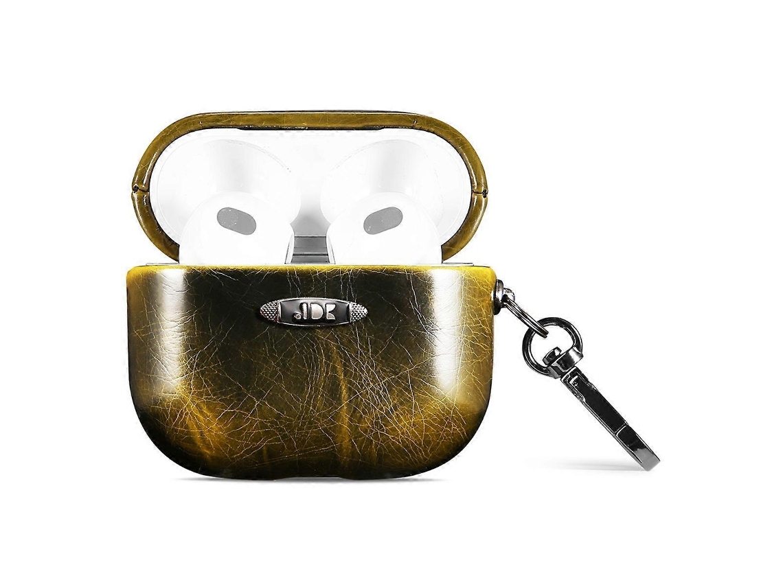 Capa protetora para fones de ouvido AirPods 3 com textura de couro encerado e acabamento em couro envernizado. GIECY