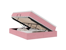 Conjunto 1 Cama Com Armazenamento Vidaxl Rosa Veludo (140 X 200 Cm)